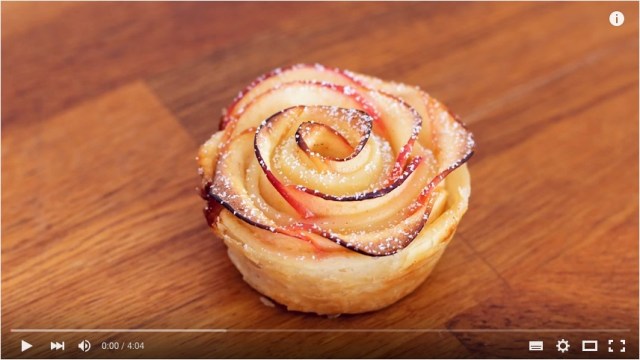 【簡単ステップですぐ作れそう！】バラの形のリンゴタルト、作り方動画がわかりやすい!! ちょっとひと工夫でこんなに可愛くなるのね♪